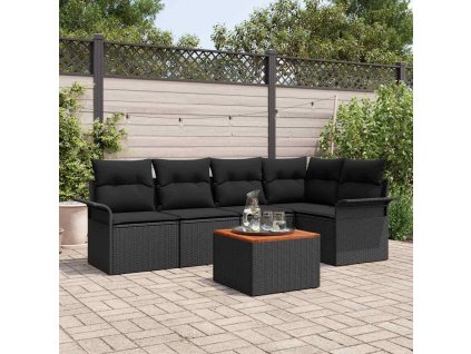 Sada zahradních pohovek 6 pcs Černá Poly ratan 3347331