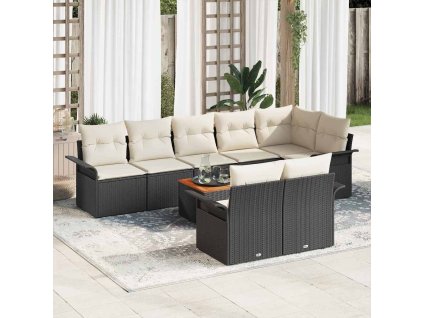 Sada zahradních pohovek 9 pcs Černá Poly ratan 3347341