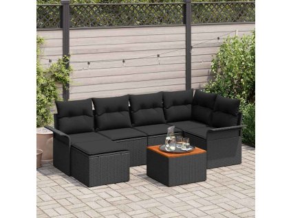 Sada zahradních pohovek 7 pcs Černá Poly ratan 3347352