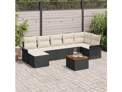 Sada zahradních pohovek s polštářem 8 pcs Černá polyratan 3347355