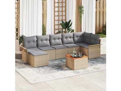 Sada zahradních pohovek 8 pcs Béžová Poly ratan 3347357