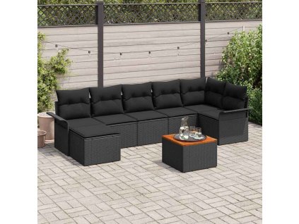 Sada zahradních pohovek 8 pcs Černá Poly ratan 3347359