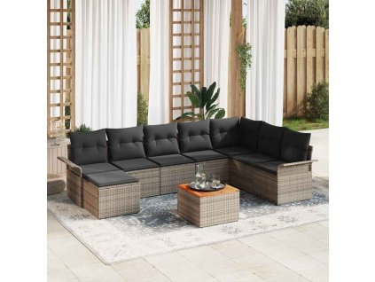 Sada zahradních pohovek 9 pcs Šedá Poly ratan 3347363