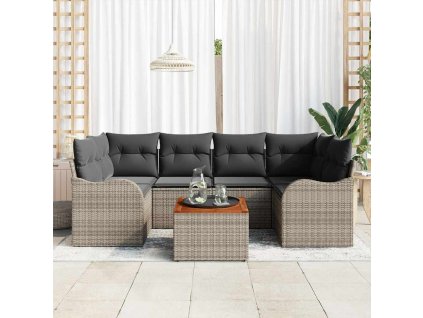 Sada zahradních pohovek 7 pcs Šedá Poly ratan 3347405
