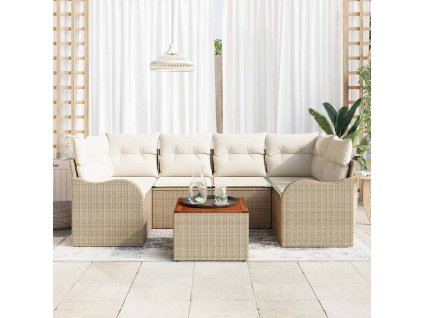 Sada zahradních pohovek 7 pcs Béžová Poly ratan 3347407