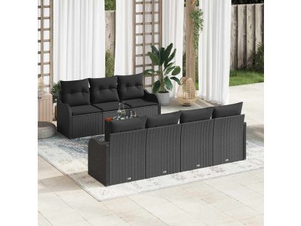 Sada zahradních pohovek 8 pcs Černá Poly ratan 3347415