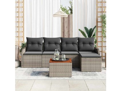 Sada zahradních pohovek 6 pcs Šedá Poly ratan 3347440