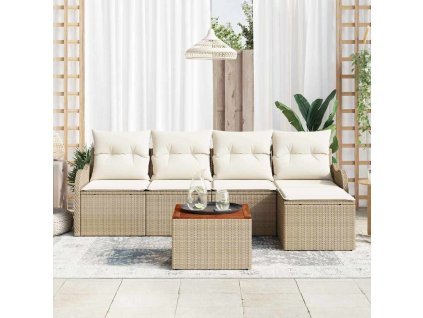 Sada zahradních pohovek 6 pcs Béžová Poly ratan 3347442