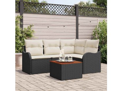 Sada zahradních pohovek s polštářem 5 pcs Černá polyratan 3347446