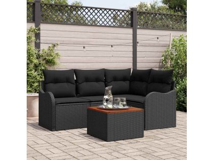 Sada zahradních pohovek 5 pcs Černá Poly ratan 3347450