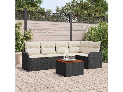 Sada zahradních pohovek s polštářem 6 pcs Černá polyratan 3347453