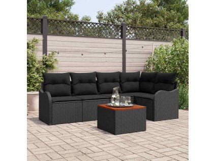 Sada zahradních pohovek 6 pcs Černá Poly ratan 3347457