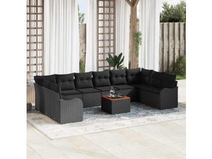 Sada zahradních pohovek 11 pcs Černá Poly ratan 3347506