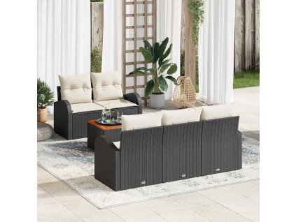 Sada zahradních pohovek 6 pcs Černá Poly ratan 3347516