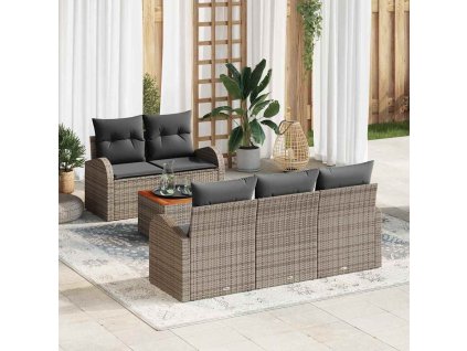 Sada zahradních pohovek 6 pcs Šedá Poly ratan 3347517