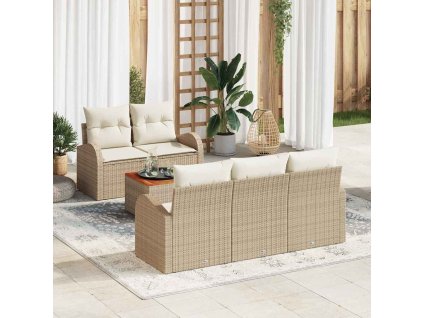 Sada zahradních pohovek 6 pcs Béžová Poly ratan 3347519