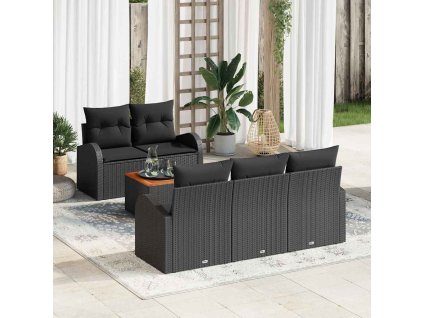 Sada zahradních pohovek 6 pcs Černá Poly ratan 3347520