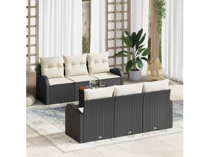 Sada zahradních pohovek 7 pcs Černá Poly ratan 3347523