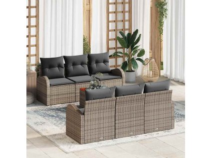 Sada zahradních pohovek 7 pcs Šedá Poly ratan 3347524