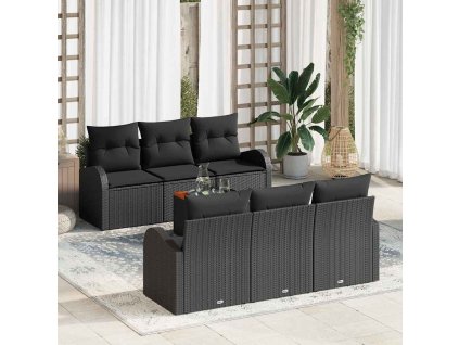 Sada zahradních pohovek 7 pcs Černá Poly ratan 3347527