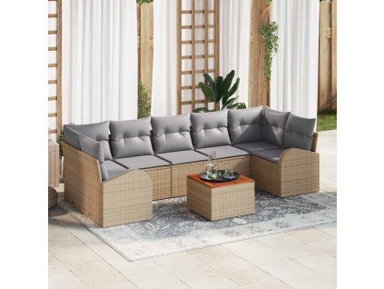 Sada zahradních pohovek 8 pcs Béžová Poly ratan 3347546