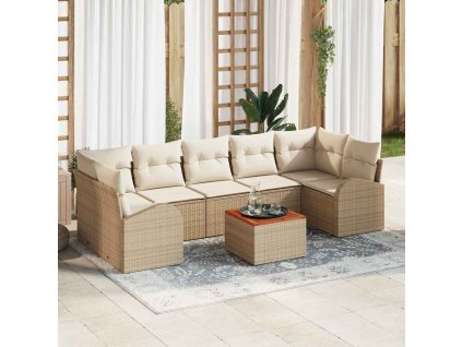 Sada zahradních pohovek 8 pcs Béžová Poly ratan 3347547