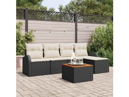Sada zahradních pohovek 6 pcs Černá Poly ratan 3347565