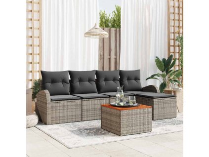 Sada zahradních pohovek 6 pcs Šedá Poly ratan 3347566