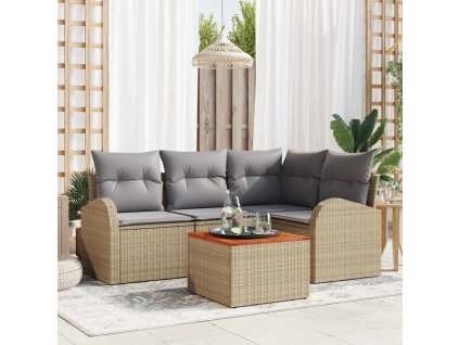 Sada zahradních pohovek 5 pcs Béžová Poly ratan 3347574