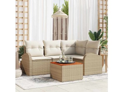 Sada zahradních pohovek 5 pcs Béžová Poly ratan 3347575