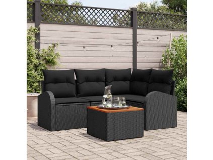 Sada zahradních pohovek 5 pcs Černá Poly ratan 3347576