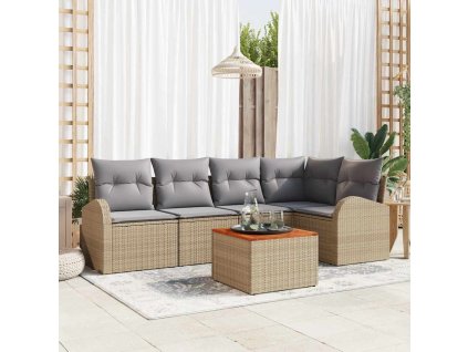 Sada zahradních pohovek 6 pcs Béžová Poly ratan 3347581