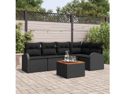 Sada zahradních pohovek 6 pcs Černá Poly ratan 3347583