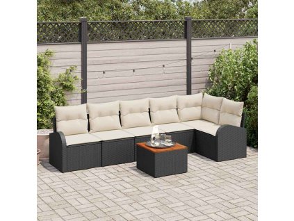 Sada zahradních pohovek 7 pcs Černá Poly ratan 3347586