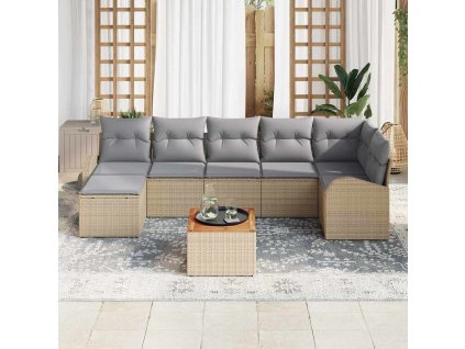Sada zahradních pohovek 8 pcs Béžová Poly ratan 3347609