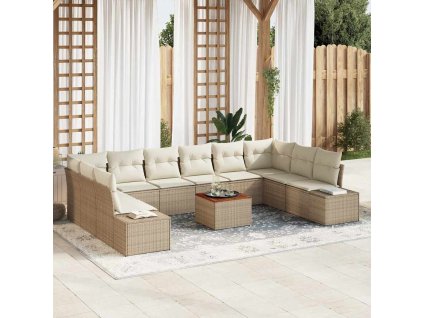 Sada zahradních pohovek s polštářem 11 pcs Béžová polyratan 3348009
