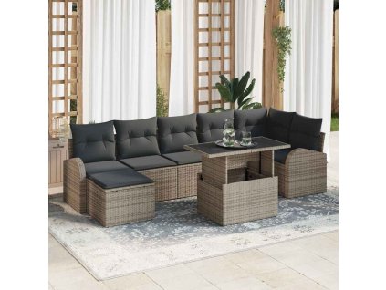 Sada zahradních pohovek s polštářem 8 pcs Šedá 3348685