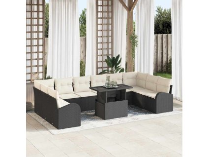 Sada zahradních pohovek 11 pcs Černá a krémová polyratan 3348713