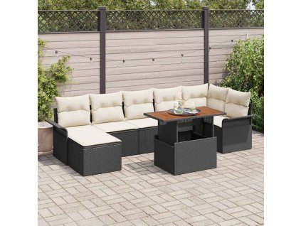 Sada zahradních pohovek s polštářem 8 pcs Černá a krémová 3349361