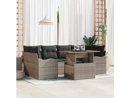 Sada zahradních pohovek s polštářem 7 pcs Šedá 3349411