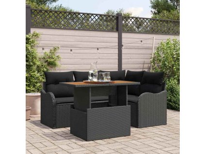 Sada zahradních pohovek s polštářem 5 pcs Černá 3349456