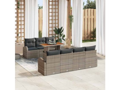 Sada zahradních pohovek s polštářem 8 pcs Šedá 3349544