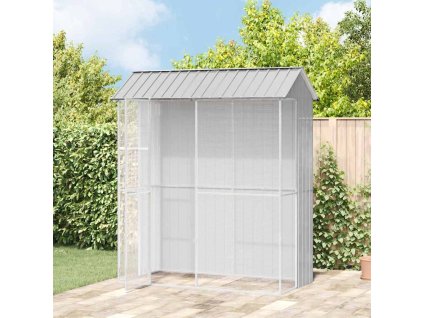 Ptačí klec s úložištěm Šedá 215 x 110 x 247 cm Pozinkovaná ocel 3325173