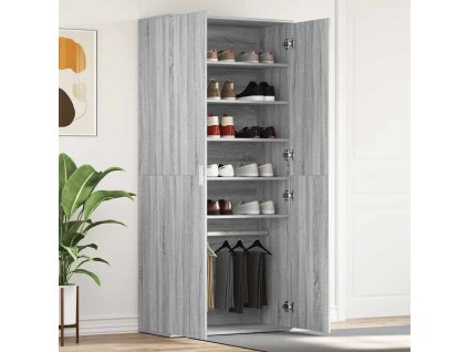 Skříň na obuv se dveřmi Šedá 80 x 39 x 180 cm Kompozitní dřevo 3333871