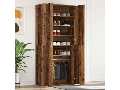 Skříň na obuv Staré dřevo 80 x 39 x 178 cm kompozitní dřevo 3333873