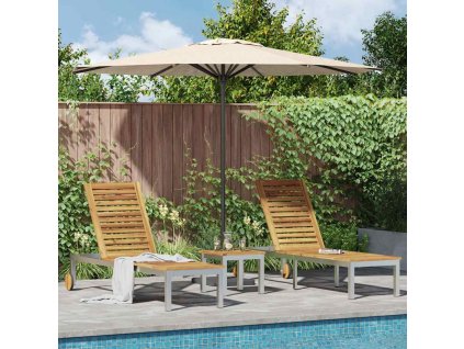 Ležáky 2 kusy se stolkem 3 pcs Hnědá Masivní akáciové dřevo 3334837