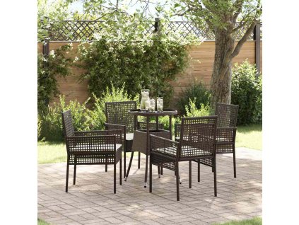 Zahradní jídelní souprava 5 pcs Hnědá polyratan 3334944