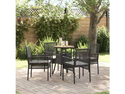 Zahradní jídelní souprava 5 pcs Černá polyratan 3334952