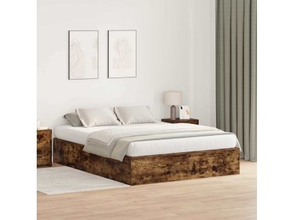 Rám postele s úložným prostorem Kouřový dub 150 x 200 cm 3335385