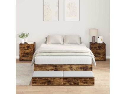 Rám postele s úložným prostorem se zásuvkou Kouřový dub 120 cm 3335633